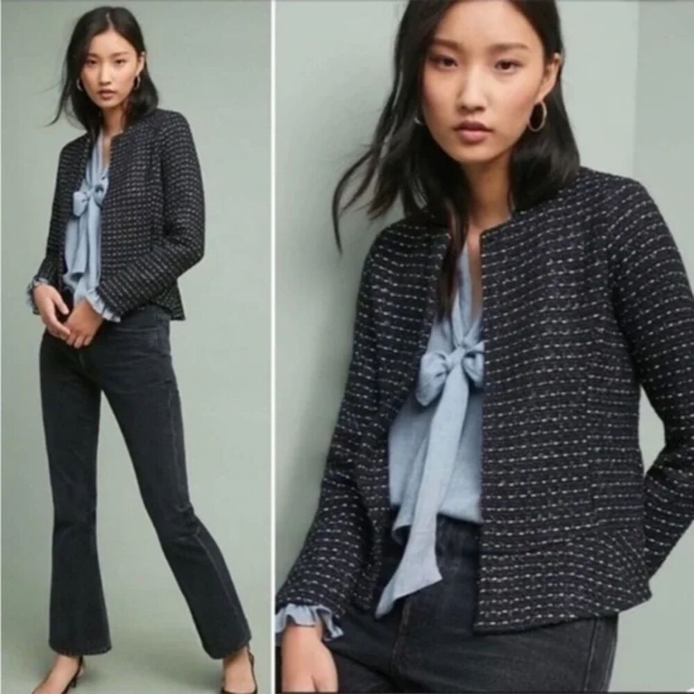 Dolan Left Coast for Anthropologie Tweed Peplum Blazer